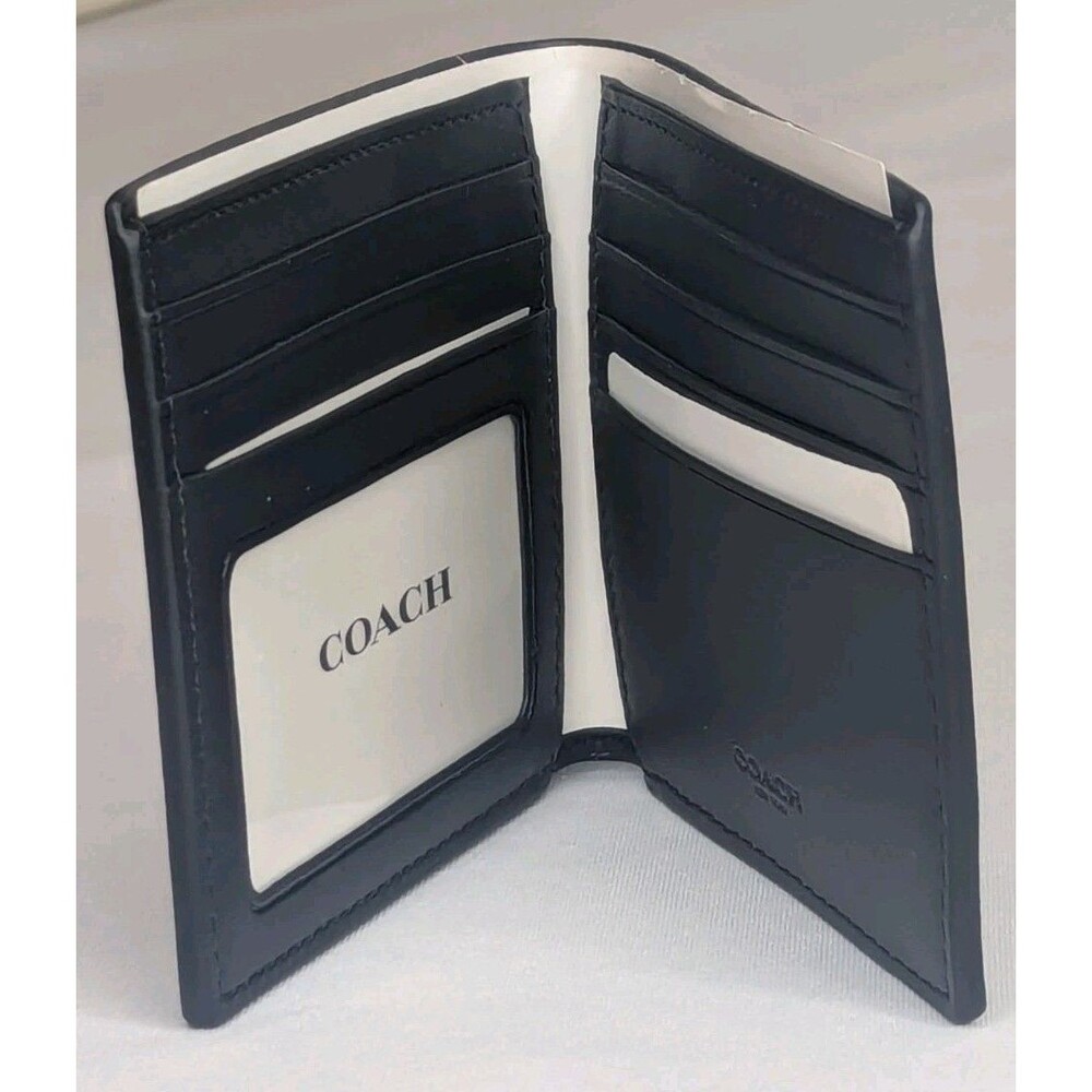 NWT Coach Signature Coated Canvas ID Billfold Wallet - Black - Picture 2 of 7